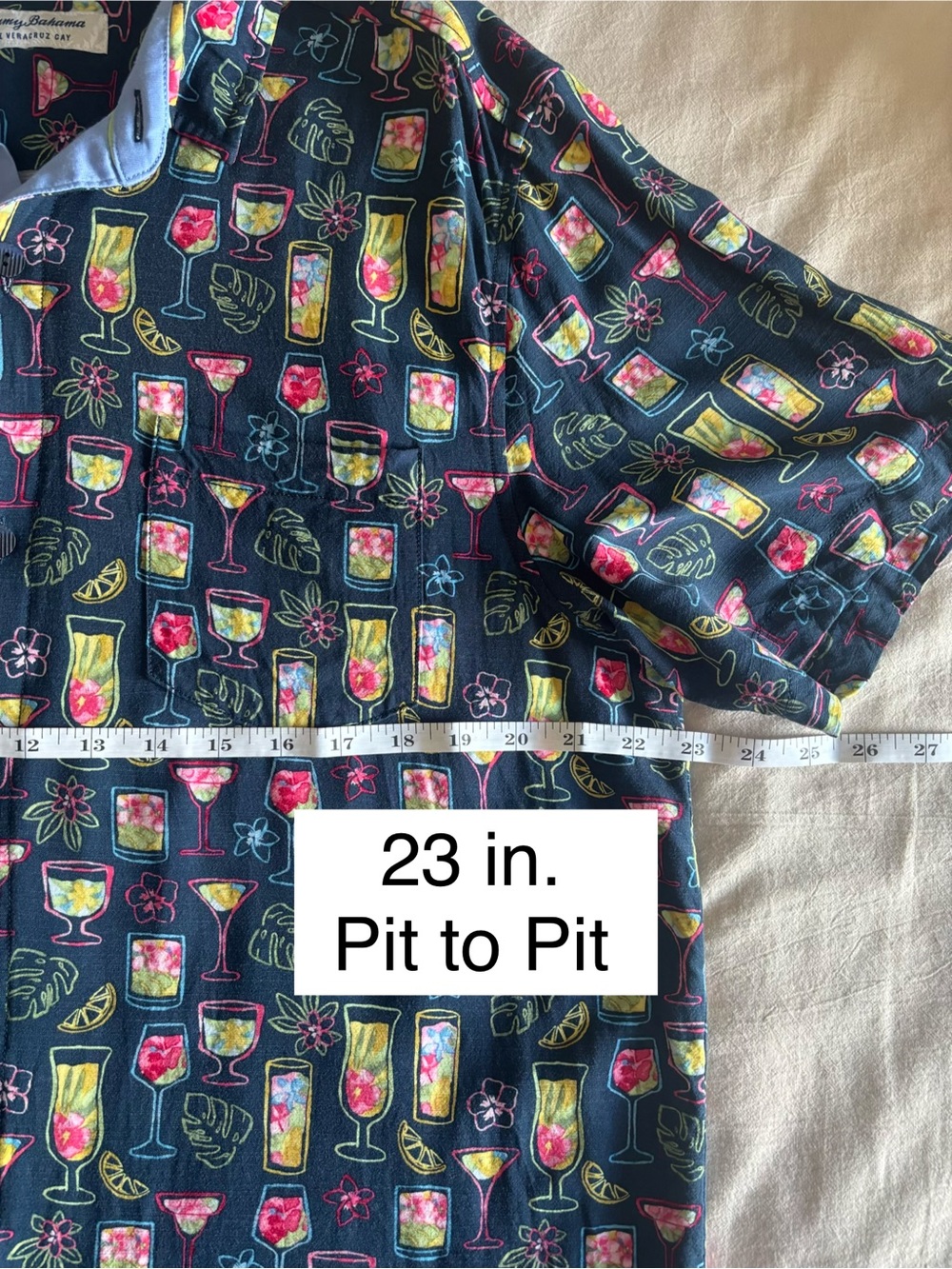 Tommy Bahama Veracruz Cay Electric Cocktails Camp Shirt - Horizon Blue, size L - Picture 4 of 6